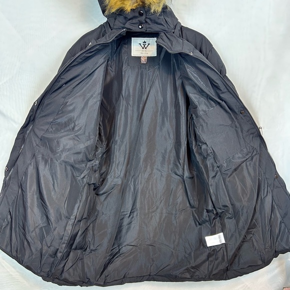 NWT Womens Black Faux Fur Trimmed Hooded Coat / Large - Picture 10 of 15